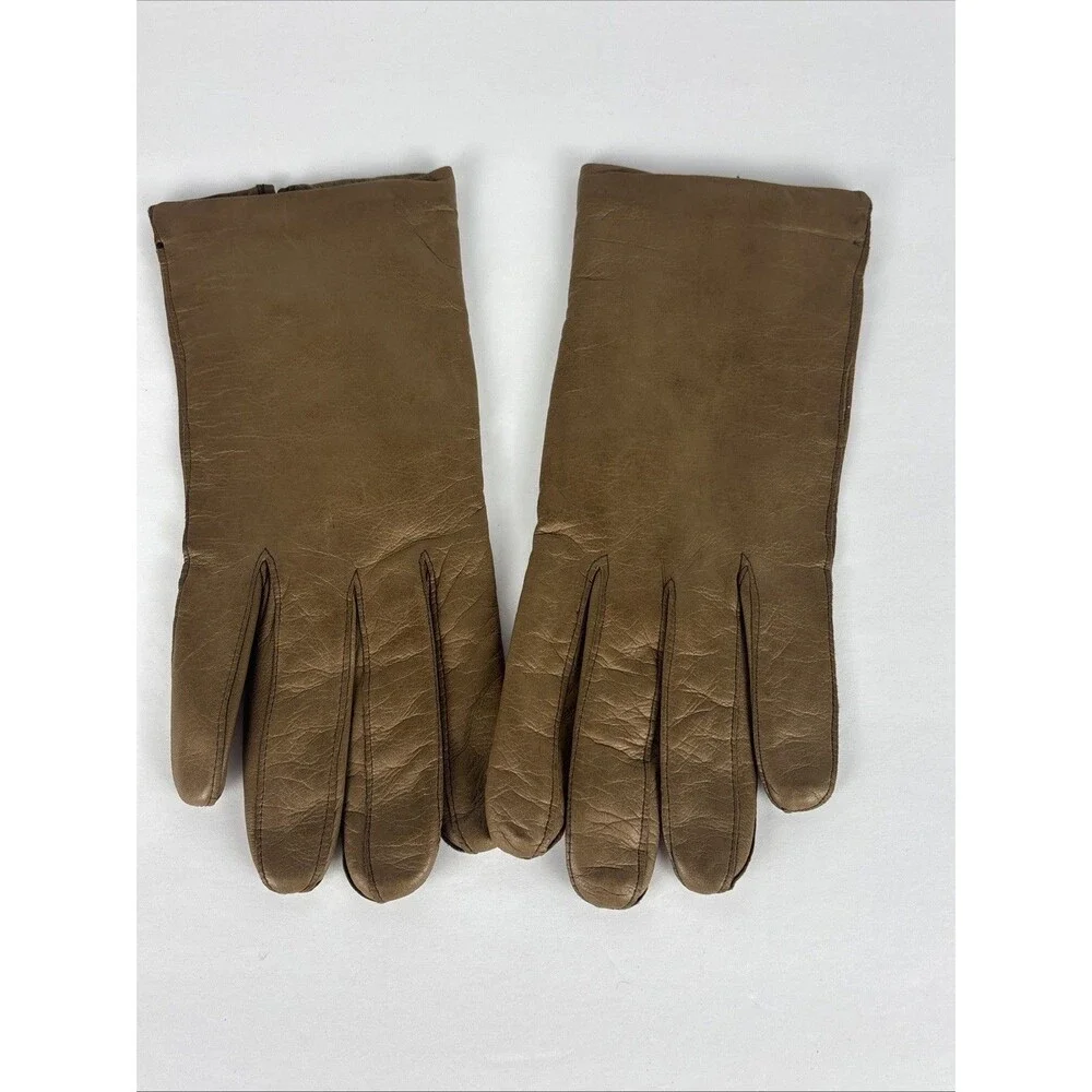 Stix Baer & Fuller Women's Lined Leather Gloves Size 7 1/2 Brown